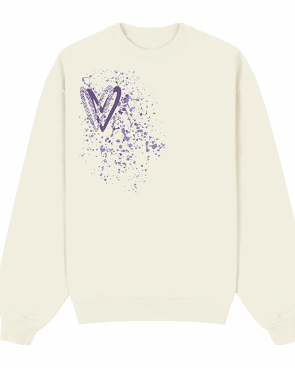 Lilac Zig Zag Heart Printed Sweatshirt Adults