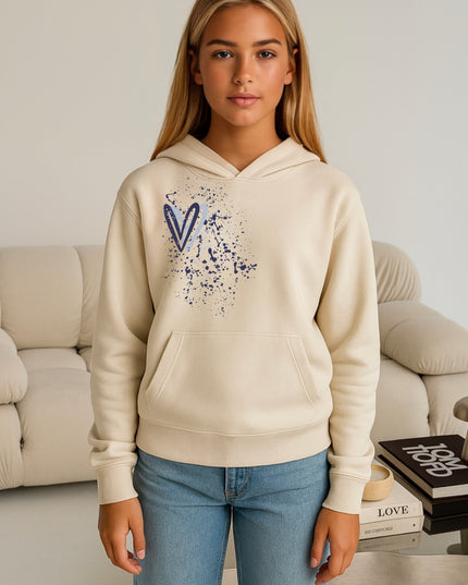 Navy Heart Printed Hoodie