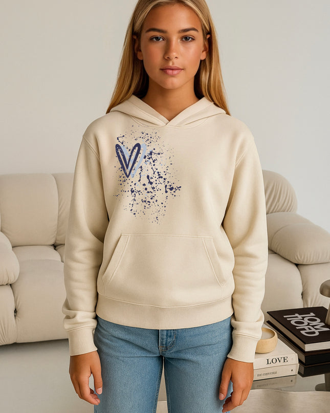 Navy Heart Printed Hoodie