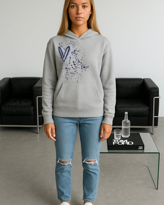 Navy Heart Printed Hoodie