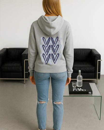 Navy Heart Printed Hoodie