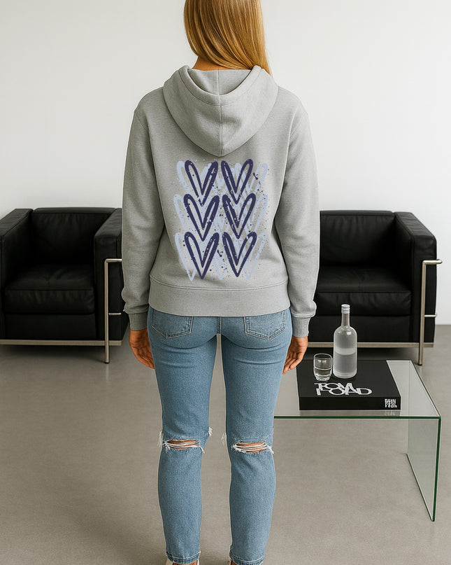 Navy Heart Printed Hoodie