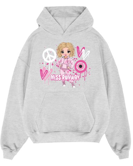 Miss Runway Doll Hoodie Pink Heart Design