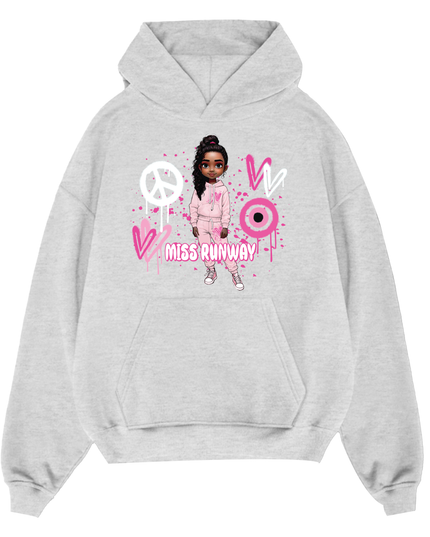 Miss Runway Doll Hoodie Pink Heart Design