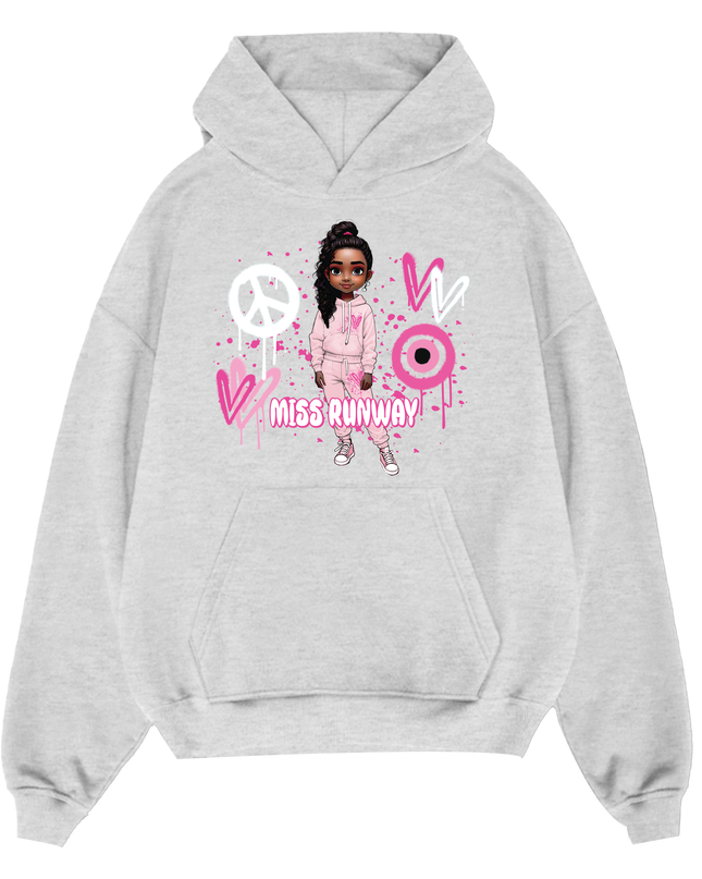 Miss Runway Doll Hoodie Pink Heart Design