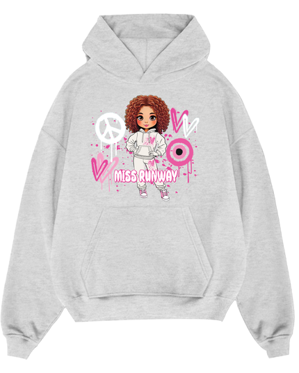 Miss Runway Doll Hoodie Pink Heart Design