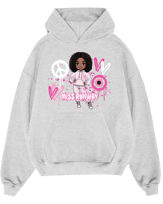 Miss Runway Doll Hoodie Pink Heart Design