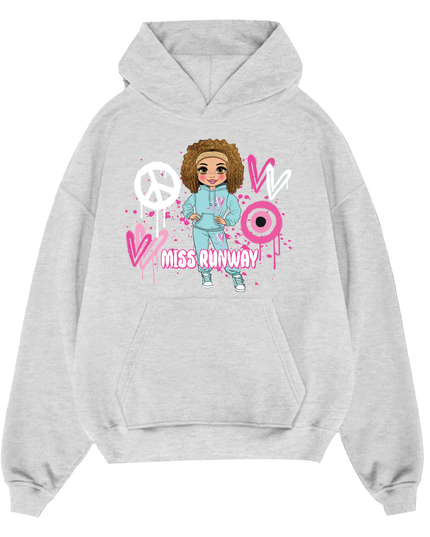 Miss Runway Doll Hoodie Pink Heart Design