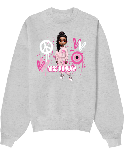Miss Runway Doll Sweatshirt Pink Heart Design