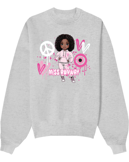 Miss Runway Doll Sweatshirt Pink Heart Design