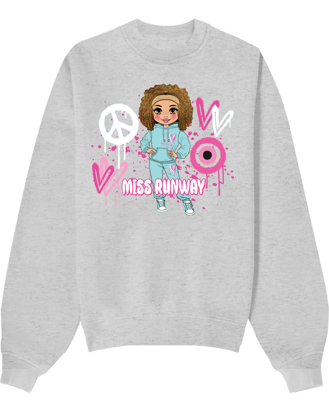 Miss Runway Doll Sweatshirt Pink Heart Design