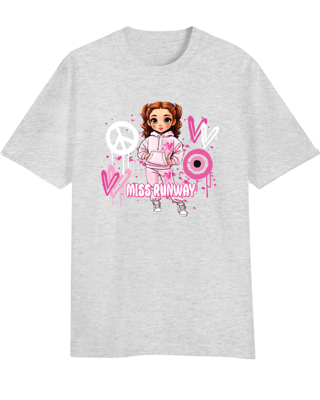 Miss Runway Doll T-Shirt Pink Heart Design
