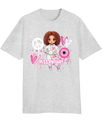Miss Runway Doll T-Shirt Pink Heart Design