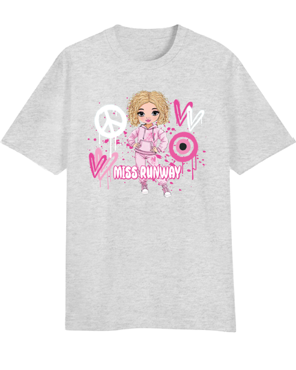 Miss Runway Doll T-Shirt Pink Heart Design