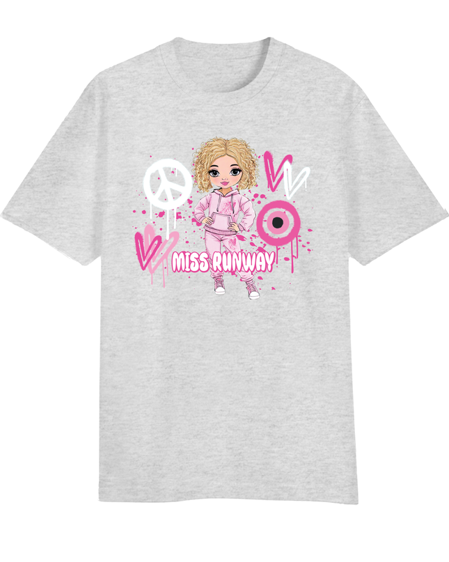 Miss Runway Doll T-Shirt Pink Heart Design