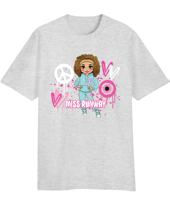 Miss Runway Doll T-Shirt Pink Heart Design
