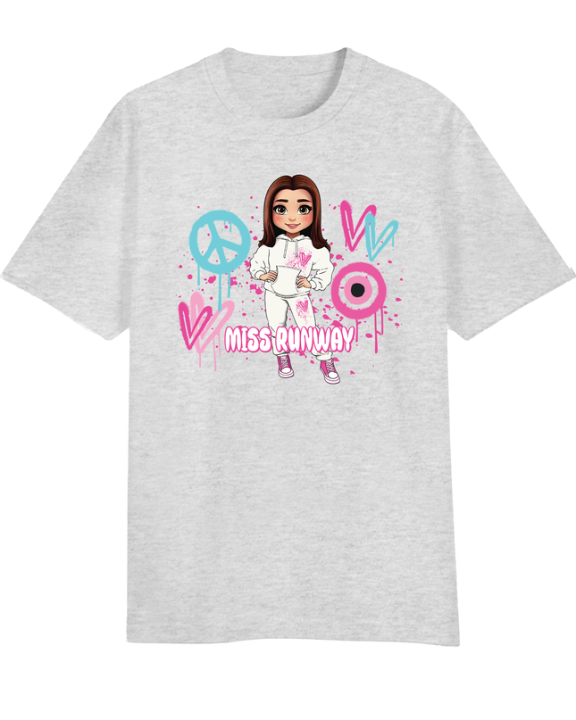 Miss Runway Doll T-Shirt Pin/Greenk Heart Design