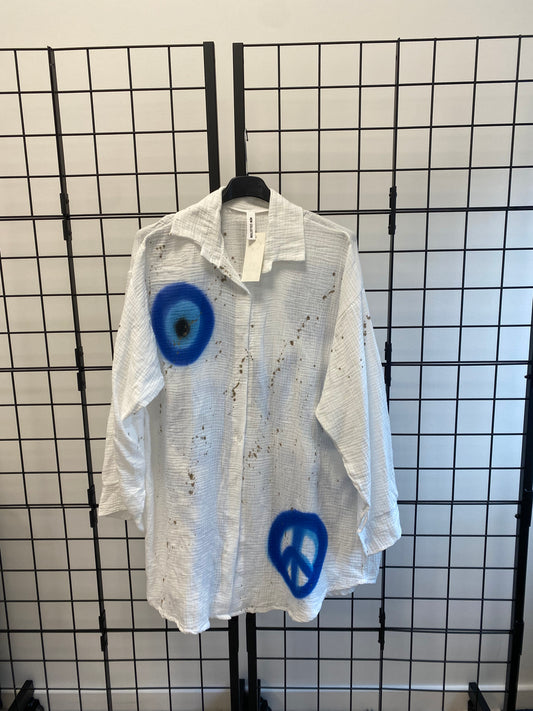 Evil Eye/Peace/Heart Cheesecloth Shirt