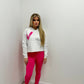 Hot Pink Hearts Cropped Hoodie