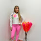 Neon Peace/Hearts Cropped Hoodie & Legging Set