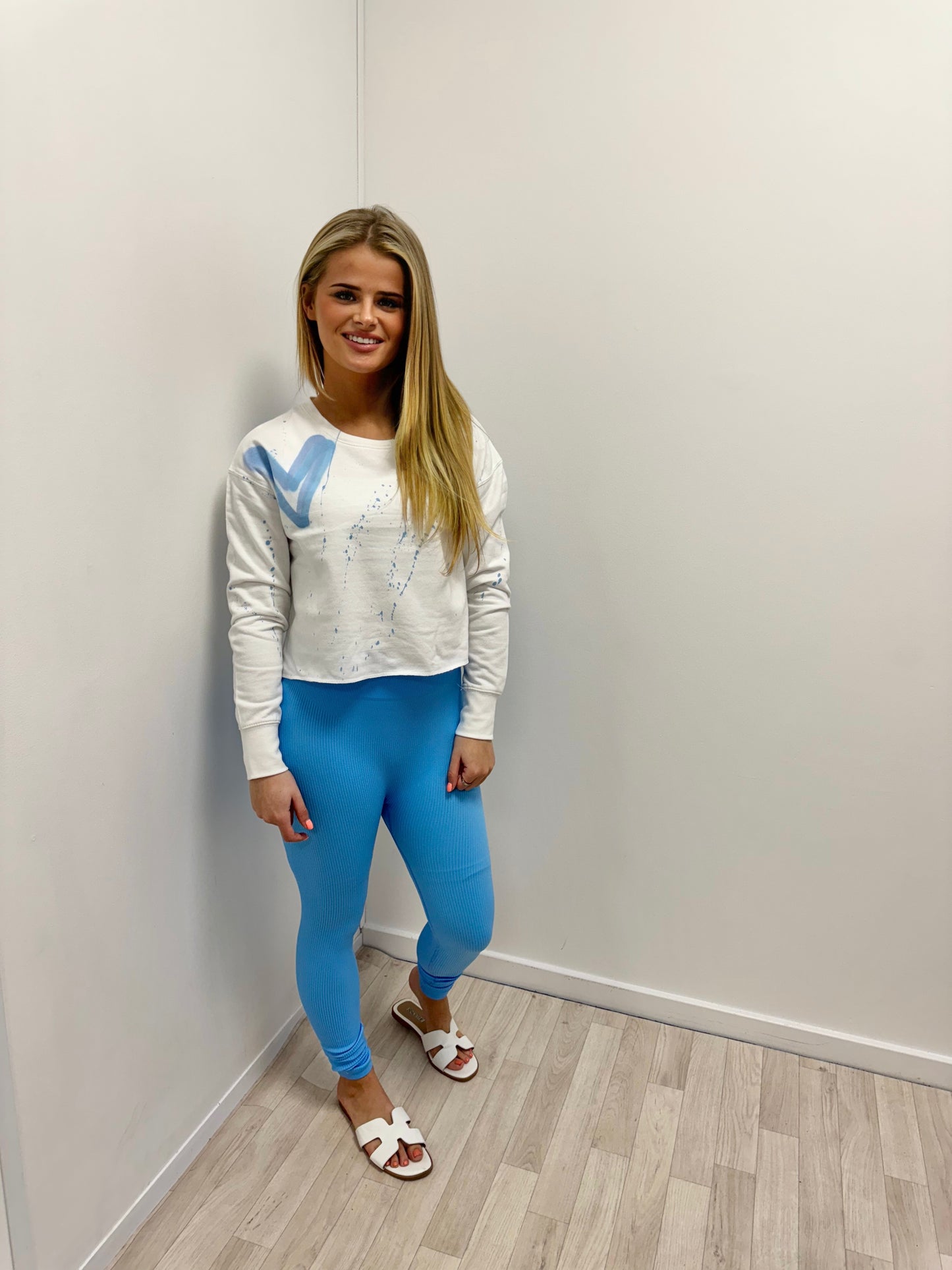 Blue Hearts Cropped Sweatshirt