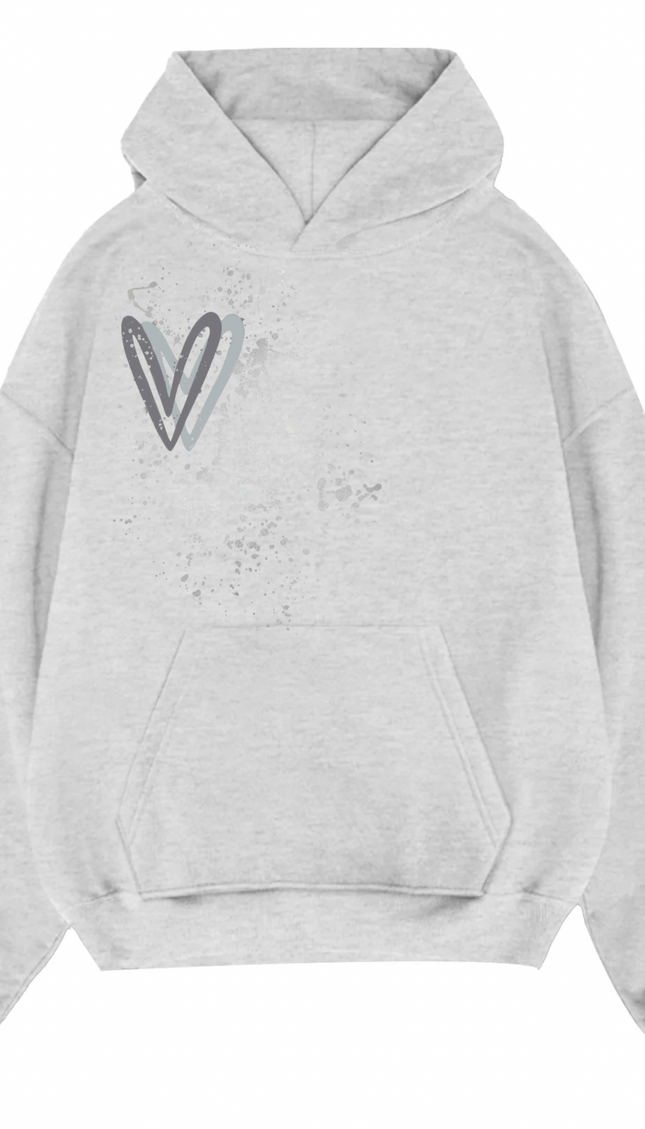 Grey Heart Printed Hoodie – image 8