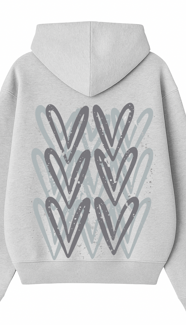 Grey Heart Printed Hoodie – image 7