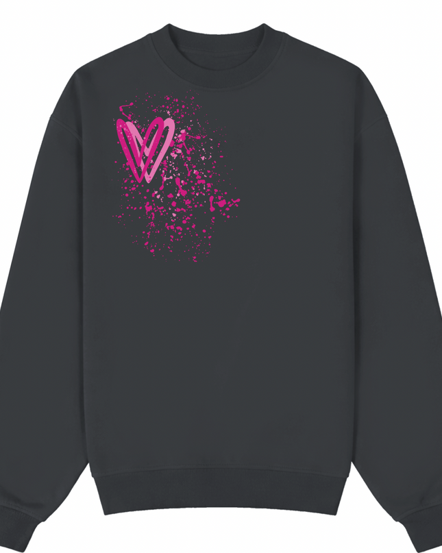 Hot Pink Heart Printed Sweatshirt Kids