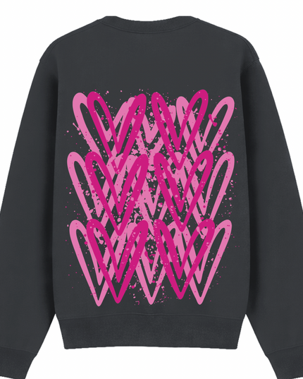 Hot Pink Heart Printed Sweatshirt Adults