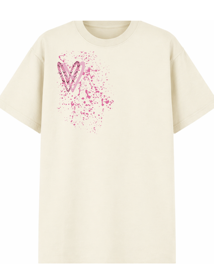 Pink Zig Zag Heart Printed T-shirt Kid