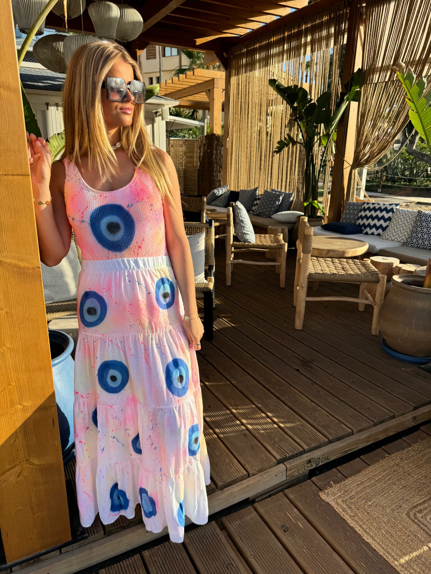 Neon Spray/Evil Eye Maxi skirt