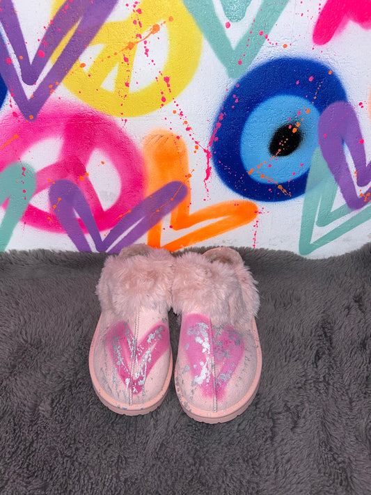 Pink Heart Pink Slippers