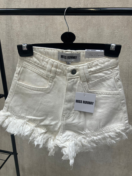 Miss Runway White Denim Shorts