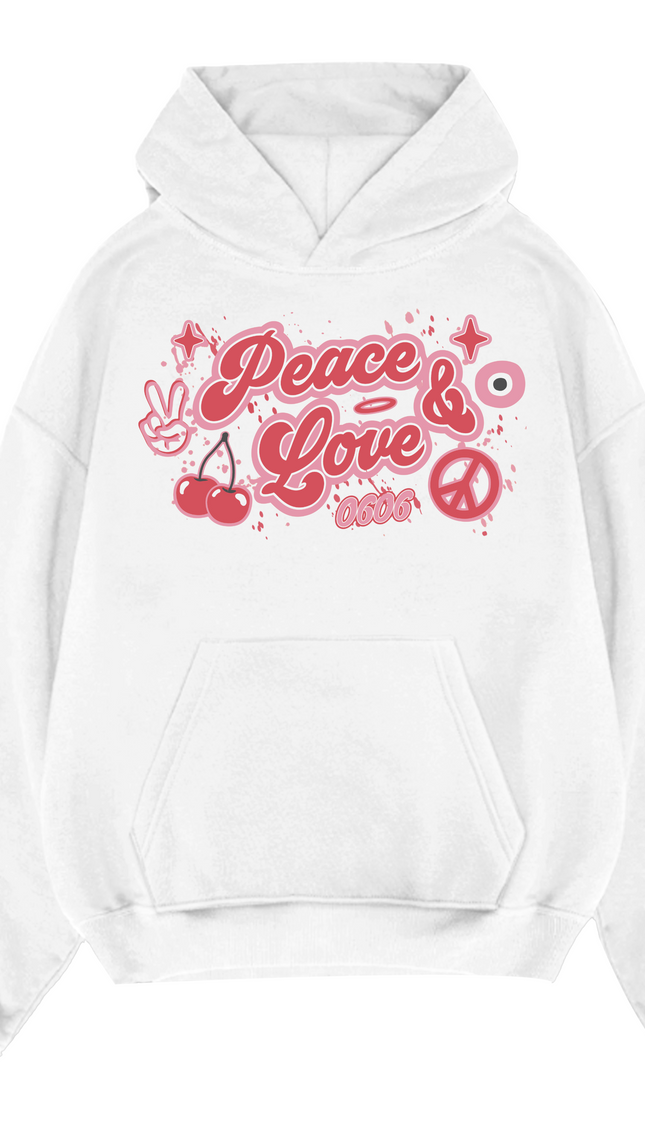Pink/Red Peace & Love Hoodie – image 4