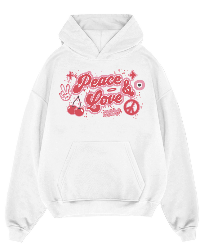 Pink/Red Peace & Love Hoodie Adults