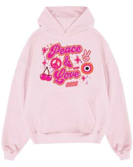 Pink/OrangePeace & Love Hoodie Adults
