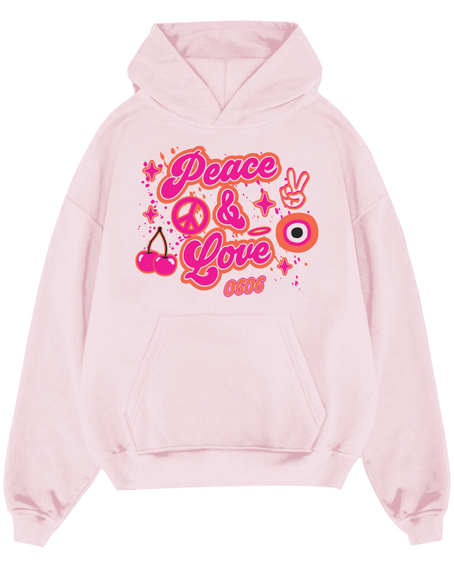 Pink/OrangePeace & Love Hoodie Adults