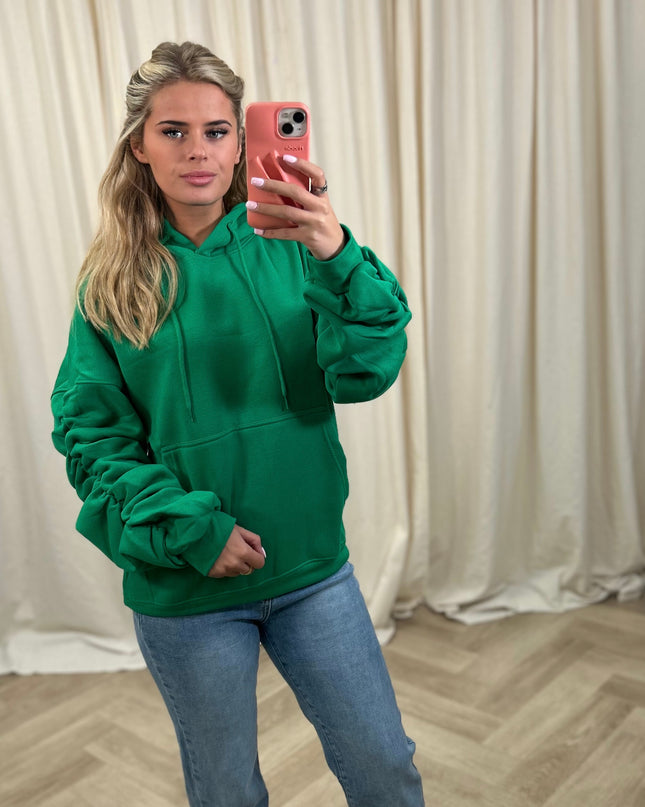 Green Ruched Hoodie