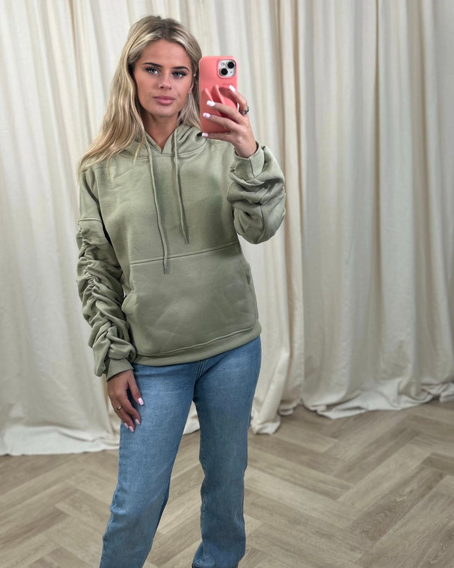 Sage Green Ruched Hoodie