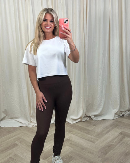 Brown Ribbed Leggings