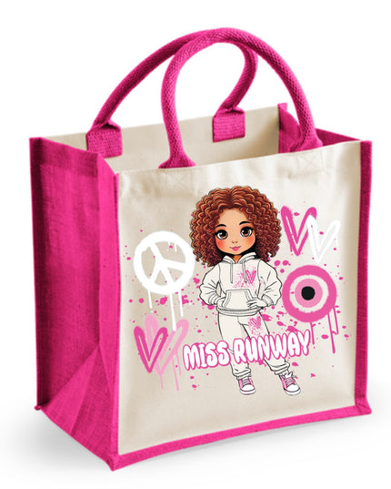 Miss Runway Doll Pink Heart Design Tote