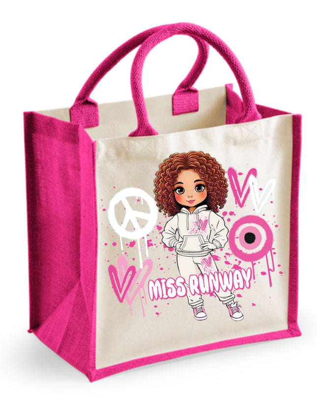 Miss Runway Doll Pink Heart Design Tote