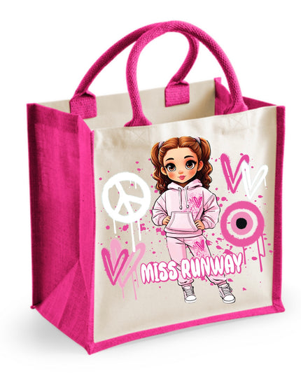 Miss Runway Doll Pink Heart Design Tote