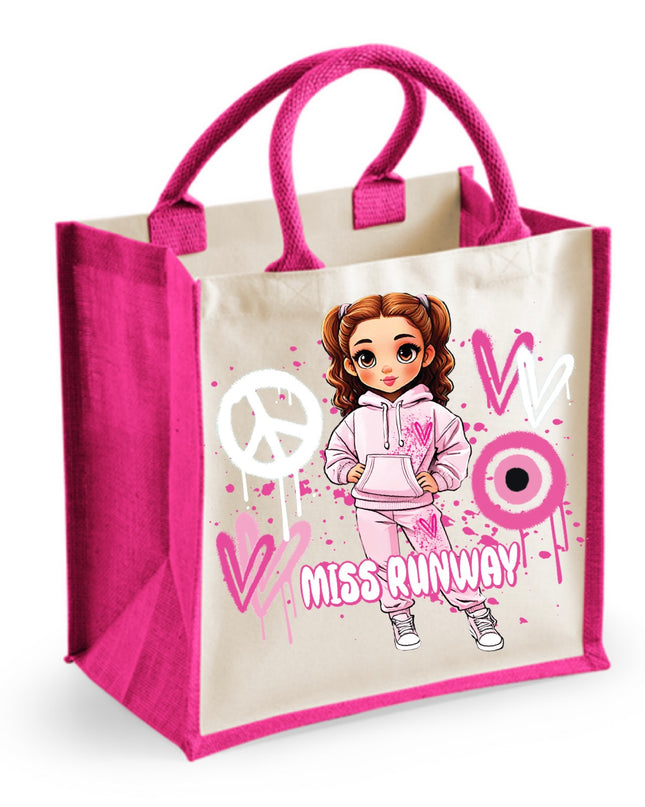 Miss Runway Doll Pink Heart Design Tote