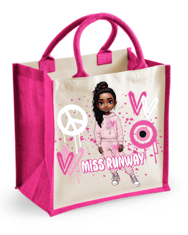 Miss Runway Doll Pink Heart Design Tote