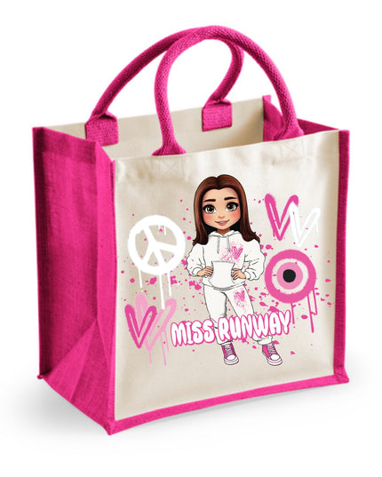 Miss Runway Doll Pink Heart Design Tote