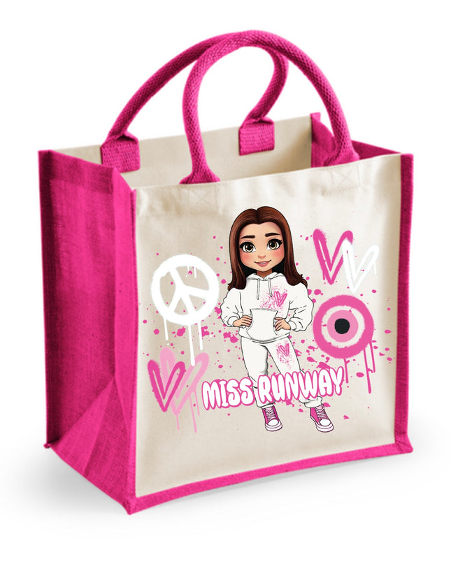 Miss Runway Doll Pink Heart Design Tote