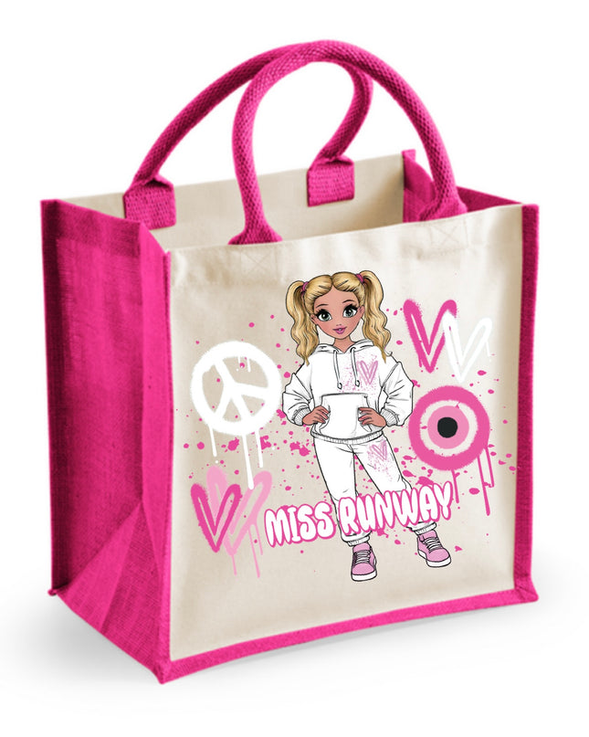 Miss Runway Doll Pink Heart Design Tote