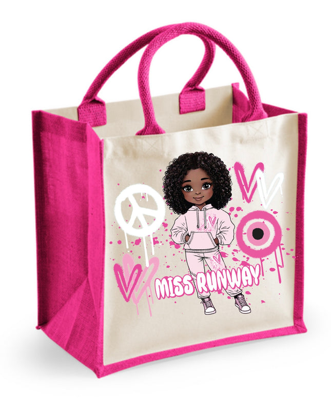 Miss Runway Doll Pink Heart Design Tote