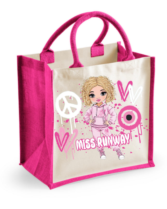 Miss Runway Doll Pink Heart Design Tote